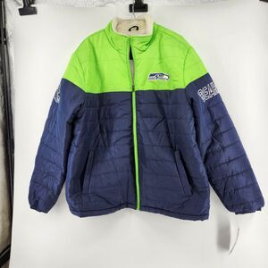Seattle Seahawks Men's XL‎ NFL Green Blue Patch Puffer Sherpa Jacket NWT
